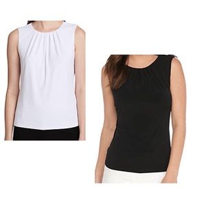 2 basic Calvin Klein pleated sleeveless blouses